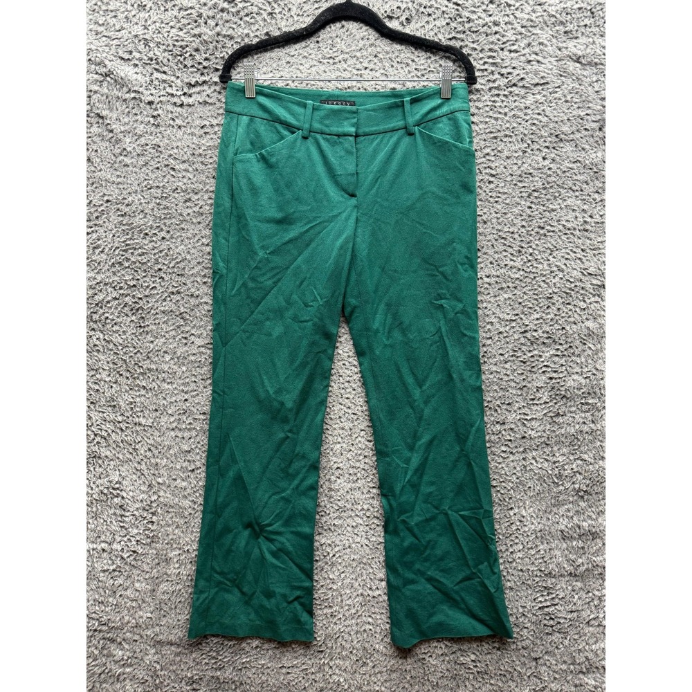 Theory Cotton Blend Low Rise Baggy Wide-Leg Trousers Green Womens Size 4‎